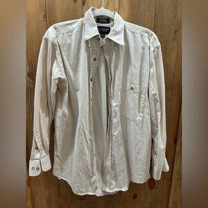 Men's Cream Button-Up Shirt long sleeve. 15.5-32-34 size M/L